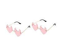 Beavorty 2pcs Devil Heart Shaped Rimless Sunglasses Creative Decorative Eyewear for Valentine's Day Parties Lightweight and Comfortable Photo Props for Adults