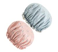 Beavorty 2pcs Double-layer Shower Cap for Women Suits Spa Hair Protection Shampoo Caps No Rinse