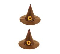 Beavorty 2pcs Elegant Witch Hat with Sunflower Design Scarecrow Hat for Halloween Parties Festivals Themed Events Unique Jute Rope Patchwork Decor Accessory