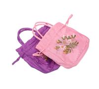 Beavorty 2pcs Embroidered Flower Handbag with Drawstring Closure Lightweight Hobo Bag for Ladies Ethnic Style Portable Purse for Everyday Use Travel and Festive Packaging Violet Pink