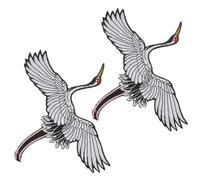 Beavorty 2pcs Embroidered Red-Crowned Crane Applique Sewing Patch, Large and Small Bird Embroidery Patches for Cheongsam, Costume, and Garment Decoration, DIY Fabric Clothing Sewing