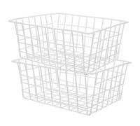 Beavorty 2pcs Freezer Organizer Baskets 28x21.5x12cm White Refrigerator Storage Bins Vegetable Storage Containers for Fridge and Freezer Kitchen Organization