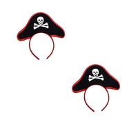 Beavorty 2pcs Halloween Cosplay Hairband Pirate Hat Headband Cute Pirate Cap Headdress Props for Role-playing Party Accessory