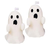 Beavorty 2pcs Halloween Ghost Candles Made from Soy Wax with Fine Workmanship and Decorative Effect, White Ghost Shape Aroma Candles for Creating a Spooky Festive Atmosphere at Home
