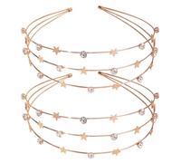 Beavorty 2pcs Headdress with Dazzling Rhinestones Lightweight Elegant Headband for Women for Weddings Parties and Cosplay Accessories