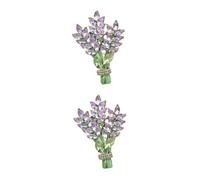 Beavorty 2pcs Lavender Flower Brooch Pin Elegant Rhinestone Decorative Lapel Pin for Women Sturdy Material for Clothing Shawls and Hats at Events