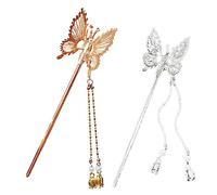 Beavorty 2pcs Metal Butterfly Hairpin Gold Butterfly Clip for Women Hair Bun Sticks Styling Accessories