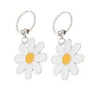 Beavorty 2pcs Metal Daisy Keychain Charm with Enamel Flower Design Cute White for Bag Car and Keys Accessories Hardwearing and Fine Detailed Purse Pendant