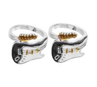 Beavorty 2Pcs Music Festival Guitar Ring for Women Men Open Punk Cocktail Ring Stylish Graduation Party Accessory Unique Music Inspired Design