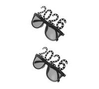 Beavorty 2pcs Party Eyeglasses Glitter Novelty Sunglasses for Years Eve Christmas Graduation Photo Booth Prop Durable Material Black Frame