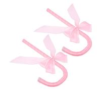 Beavorty 2Pcs Pink Dance Cane Props for Party Performance and Costume Accessories, Butterfly Bow Walking Sticks for Wedding Dance, Jazz and Stage Use
