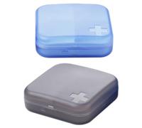 Beavorty 2pcs Portable Medicine Organizer with Detachable Compartments for Travel Lightweight Convenient Daily Pill Storage Case in Blue and Grey