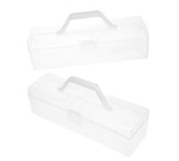 Beavorty 2pcs Portable Plastic Storage Box Craft Organizer Handle for Classroom Art Supplies and Bead Pen Crayon Organization