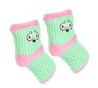 Beavorty 2pcs Puppy Chew Socks Shaped with Squeaker, Sturdy Small Dog Molar for Teething Puppies, Interactive Pet for Aggressive Chewers, Pink and Green