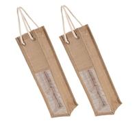 Beavorty 2pcs Red Wine Packaging Bag Wine Carrier Tote Reusable Jute Bags with Handles Beige Creative Bottle Unique Wedding under The Tree