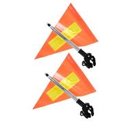 Beavorty 2pcs Reflective Safety Flags for Golf Carts and Mobility Devices with Telescopic Stainless Steel Poles, High Visibility Orange Pvc Triangle Flags for Outdoor Golf Courses