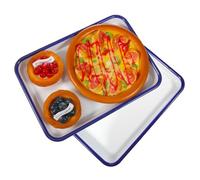 Beavorty 2pcs Retro White Enamel Rectangular Baking Pans 26x18cm Wear-Resistant Non-Stick Oven Trays for Kitchen and Restaurant Use