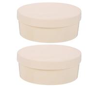 Beavorty 2pcs Small Round Wooden DIY Painting Box 14.5cm Diameter Unfinished Wood Baking Bread Case Storage Container for Craft and Home Organization