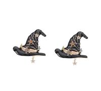 Beavorty 2pcs Sparkling Rhinestone Witch Hat Brooch Pin Unisex Halloween Accessory for Men Women Versatile Alloy Decoration for Costumes Bags and Outfits