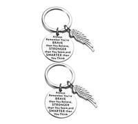 Beavorty 2pcs Stainless Steel Angel Wing Key Chains Strong Keyring for Crafting Inspirational Keyring Tags