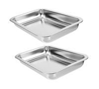 Beavorty 2pcs Stainless Steel Open Cat Litter Box 304 Metal Tray 20x27x4.8cm Large Capacity Kitten Toilet Suitable for Travel and Indoor Use