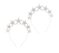 Beavorty 2Pcs Star Rhinestone Headband for Weddings and Parties Dazzling Bridal Tiara Hair Jewelry for Women and Lightweight Hair Accessories