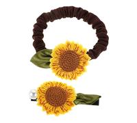 Beavorty 2pcs Sunflower Hair Accessories for Girls Elastic Hair Ties and Pearl Clip Soft Material Cute Flower Rings for Daily Wear Parties and School