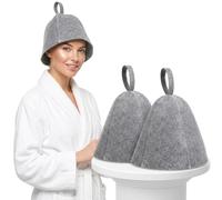 Beavorty 2Pcs Thickened Felt Sauna Hats for Men Women Wool Bathing Caps Grey Thermal Head Protection Finnish Banya Steam Room Accessories Luxury Hair Cover Premium Lightweight Pack