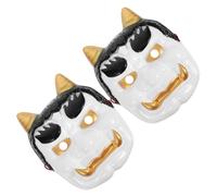 Beavorty 2pcs White Japanese Samurai Mask Nian Monster Role-playing Cosplay Mask Set for Halloween Party Mardi Gras Festival