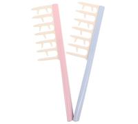 Beavorty 2pcs Wide Tooth Hair Styling Comb Set for Thick Curly Hair Blue Pink Salon Massage Detangling Comb for Women Portable Hairdressing Tool