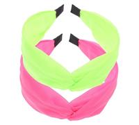 Beavorty 2pcs Women's Fluorescent Headband Fashion Cute Wide Knotted Hairband Disco Accessories for Parties Performances