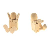 Beavorty 2pcs Wooden Movable Joints Robot for DIY Educational Wooden Robot Craft Set for Painting and Creative Play