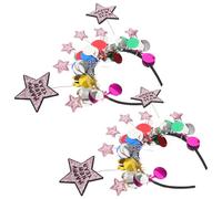 Beavorty 2pcs Year Headbands with Glittery Five-pointed Stars Colorful Sequin Party Hair Hoops for Holiday Celebrations Festive Photo Props for Adults and Lightweight Comfortable Design