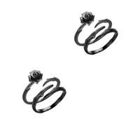 Beavorty 2sets Thorn Rose Rings Silver Fashionable Decorative Finger Rings Comfortable Stylish for Engagement Festivals 2pcs*2