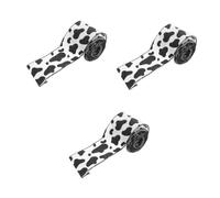 Beavorty 3 Rolls Cow Print Wired Edge Grosgrain Ribbon Wide Yards Long Animal Pattern for Gift Wrapping Crafting DIY Wreaths Bows Home Decor