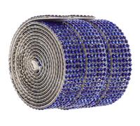 Beavorty 3 Rolls Self-Adhesive Royal Blue Rhinestone Trim Ribbon, Cuttable Costume and Multi-Function Craft Decoration Strip for Clothing Accessories and DIY Embellishments