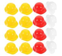 Beavorty 30pcs Mini Safety Helmet Set for Dollhouse Decor, Plastic Construction Hats in Red Yellow White, Pet Hat Accessories and Cake Topper Decorations for Party and DIY Play