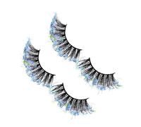 Beavorty 3D Colorful Sequins False Eyelashes 2 Pairs Glamorous Makeup Lashes for Women Party Eye Decor Thick Glitter Extensions