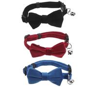 Beavorty 3pcs Adjustable Cat Collar Bell and Bow Tie for Puppy and Cats Cute Neckwear for Birthday and Christmas Occasions