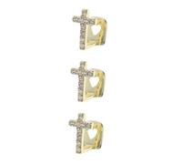 Beavorty 3pcs Cross Copper Tooth Cap Single Grill Hip Hop Teeth Decoration for Men Women Rapper Cosplay Zircon Inlay Fashion Jewelry Accessory