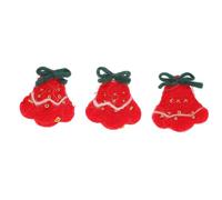 Beavorty 3pcs Dark Red Bell and Bow Applique Christmas Patches Wool Felt Xmas Tree Decor DIY Headwear Craft Supplies for Holiday Decorations