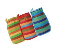 Beavorty 3pcs Double-sided Exfoliating Bath Mitts for Soft Cleansing and Massaging Stylish Striped Design for Deep Pore Cleaning of Arms Legs and Back Bath Essential for Men and Women