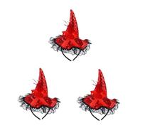 Beavorty 3pcs Halloween Sequin Witch Hat Headband for Women Shiny Cosplay Costume Accessory Comfortable and Lightweight Hair Headdress with Decoration
