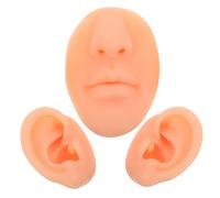 Beavorty 3pcs High Simulation Silicone Piercing Model Set Soft Flexible Ear Nose Mouth Molds for Professional Body Piercing Training and Acupuncture Practice Skin Friendly Hypoallergenic