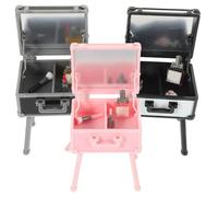 Beavorty 3pcs Miniature Makeup Box Dollhouse Decor Small Cosmetic Storage with Lipstick Perfume Accessories Mini Storage Box for Dollhouse Tabletop Ornament