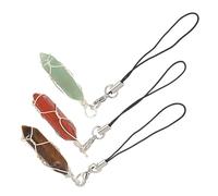 Beavorty 3Pcs Natural Healing Crystal Hexagonal Keychain Pendant Unique Crystal Stone Keyring for Bags Decorative Key Holder Charms Personal Use
