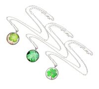Beavorty 3pcs Opal Four Leaf Clover Pendant Necklaces for Women and Teens Chic Irregular Plant Jewelry Durable Silver Chains for Daily Wear and Special Occasions