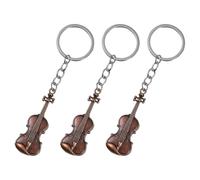 Beavorty 3pcs Retro Violin Keychain Set, Vintage Metal Musical Instrument Pendant in Antique Copper, Purse Hanging Keyrings for Music Teachers and Violin Players, Party Favor Decoration