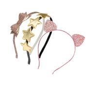 Beavorty 3pcs Sequins Bow Headband Women's Chic Kitten Ear Hairband Glitter Accessories for Birthday Girl