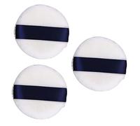 Beavorty 3pcs Soft Velour Makeup Powder Puff for Face Washable Dual-sided Applicators with Ribbon for Loose Powder Use
